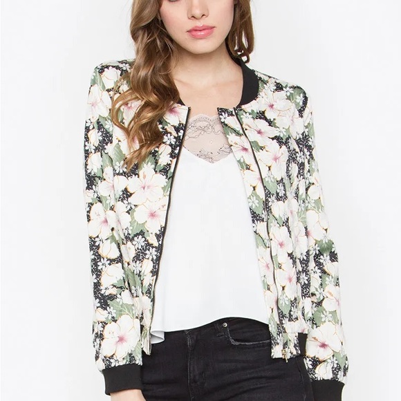 Sugarlips Jackets & Blazers - SugarLips bomber jacket NWTS lightweight floral zip up 
Size medium